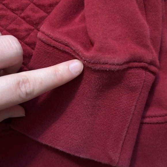 L.L. Bean Red Pullover Quarterzip Size Small Quilted Unisex Flaw Winter Fall - Picture 4 of 7